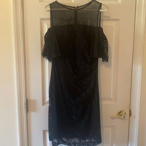 Chaps black lace off shoulder black dress